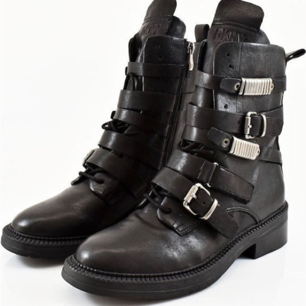 DKNY Black Combat Boots 8.5 M